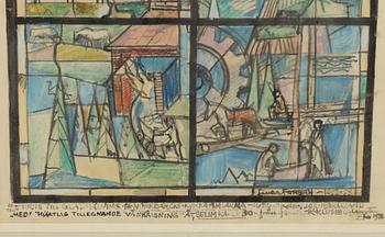 Einar Forseth, "Studie till glasmålning för Norrbärcke kyrka, Dalarna".