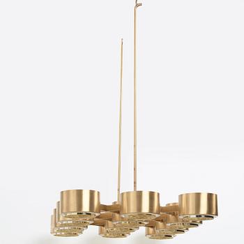 Hans-Agne Jakobsson, a model "T 363/12" twelve lights ceiling lamp, Markaryd, Sweden 1960-70's.