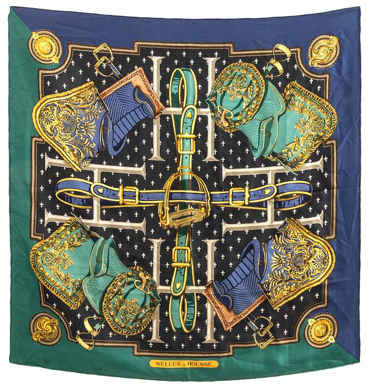 Hermès, scarf "Selles a Housse".