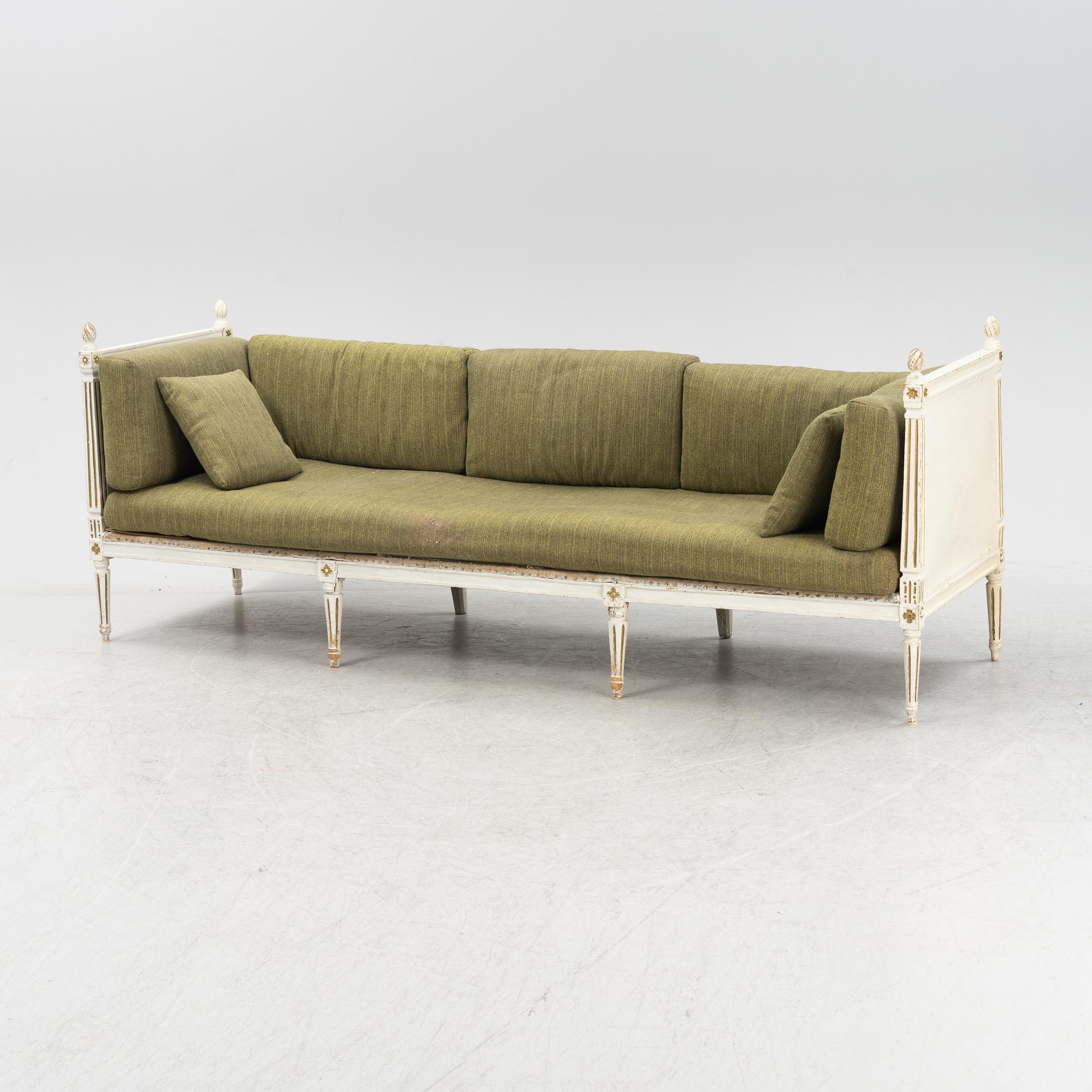 A Gustavian sofa, end of the 18th Century.