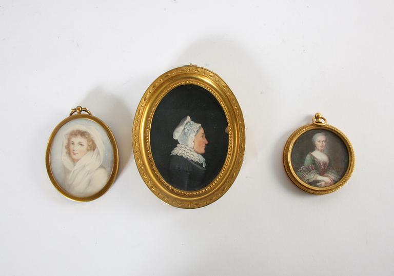PARTI MINIATYRPORTRÄTT, 7 ST, 1800-1900-TAL.