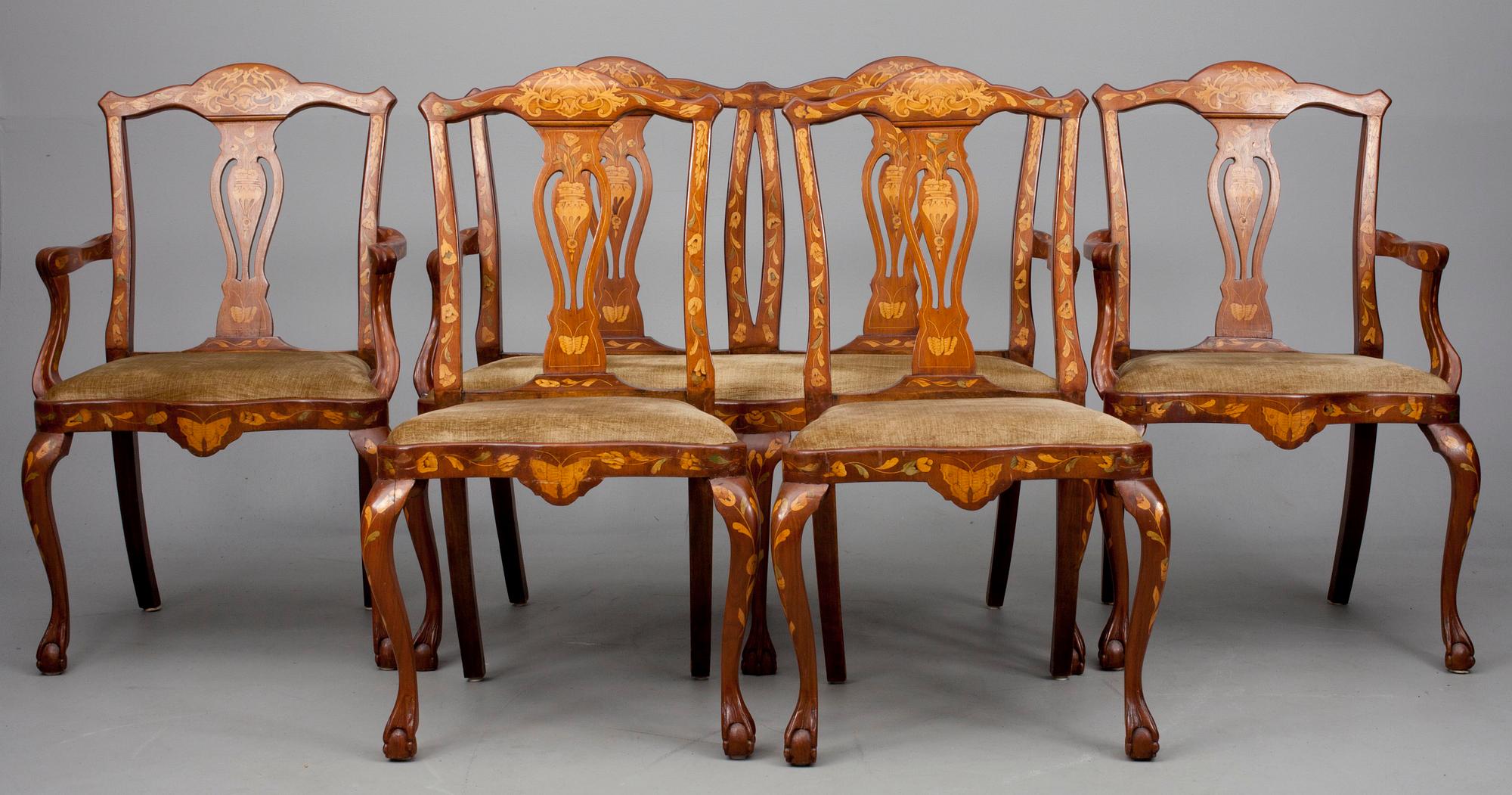 MÖBLEMANG, 5 delar, rokokostil, Holland sekelskiftet 1800/1900.