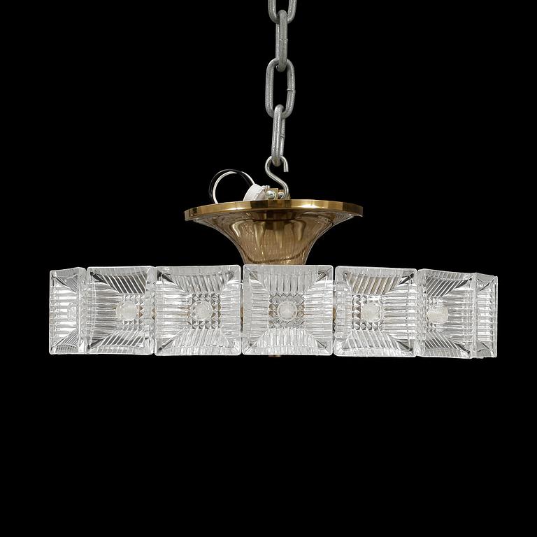 TAKLAMPA, glas, Carl Fagerlund, Orrefors, 1960/1970-tal. Diameter 44cm.