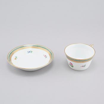 Six porcelain tea cups and six porcelain small plates from Ernst Wahliss Porzellanwarenhaus in Vienna, 20th century.