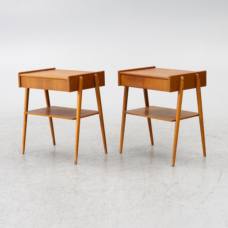 Bedside tables, a pair, AB Carlström & Co Furniture Factory, 1950s/60s.