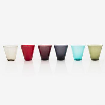 Kaj Franck, a set of six 'Kimara' drinking glasses, Notsjö, Nuutajärvi, Finland, in original box, 1960s.