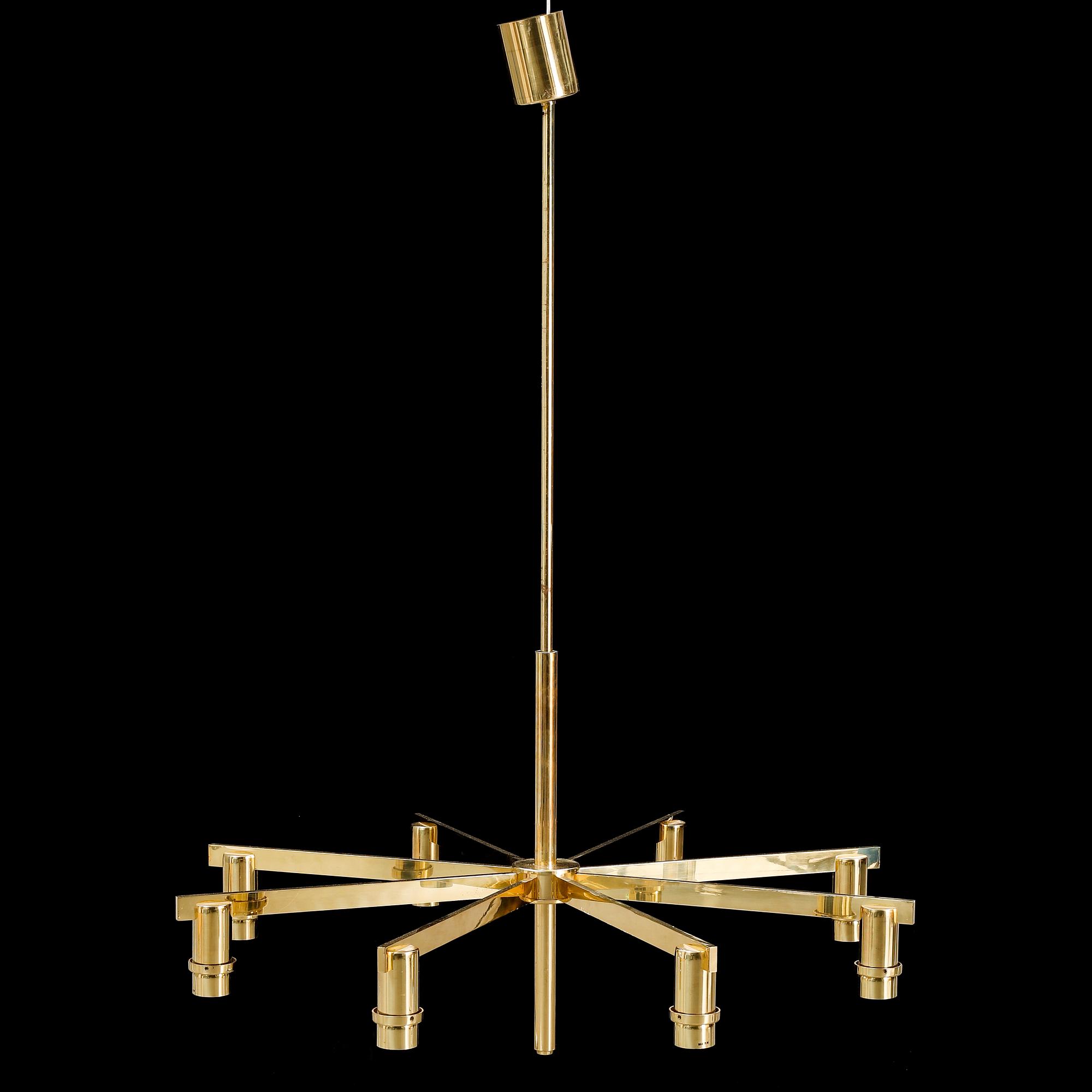 Hans-Agne Jakobsson, A brass chandelier, Markaryd, 1960's.