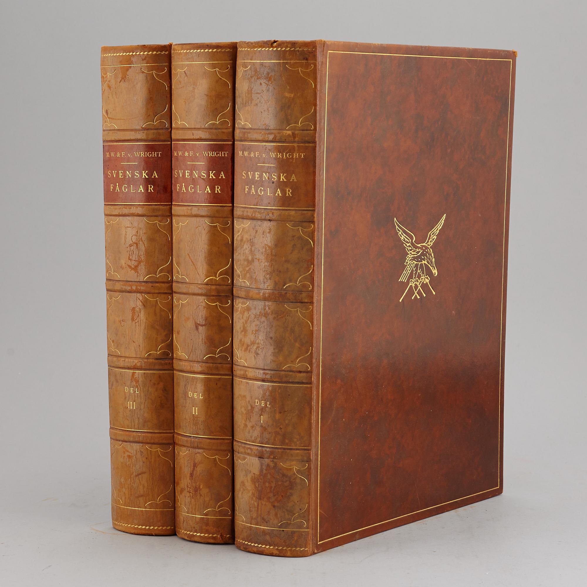 A set of three books about Swedish birds by von Wright. 1927.