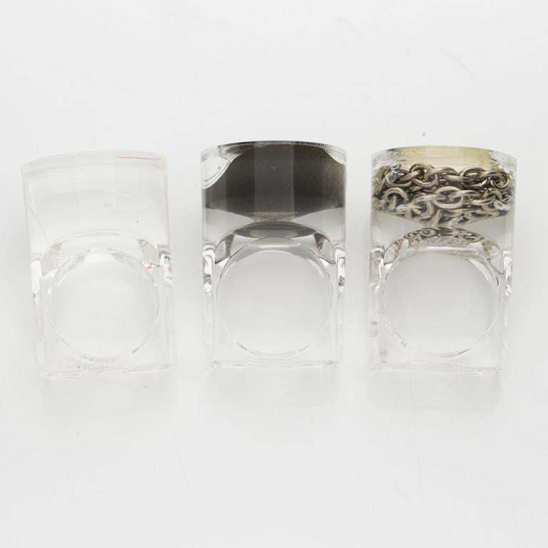 Siv Lagerström, three rings, acrylic plastic. 1970s.