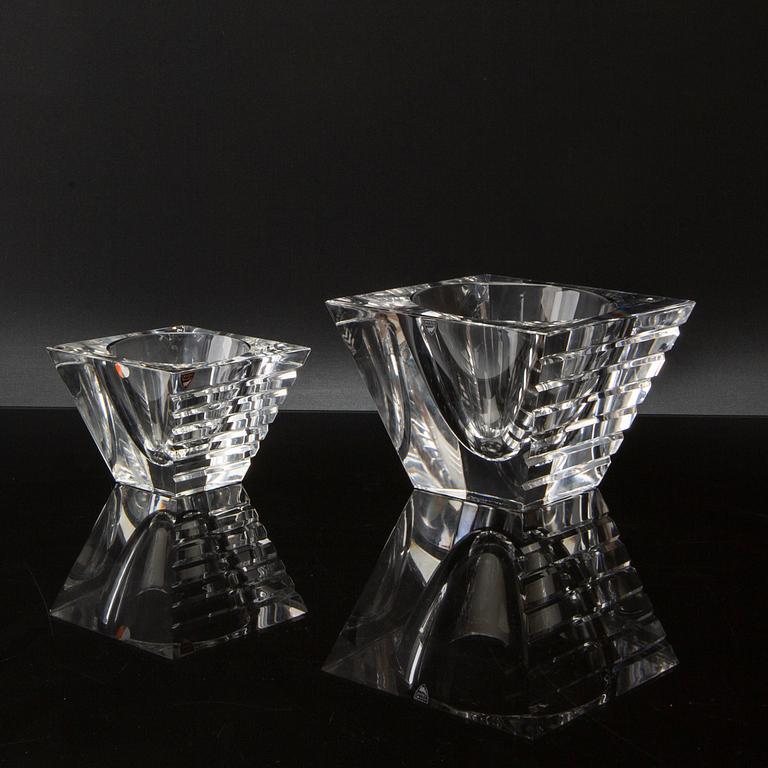 JAN JOHANSSON, two signed  Orrefors glass bowls. Models. 21th century.