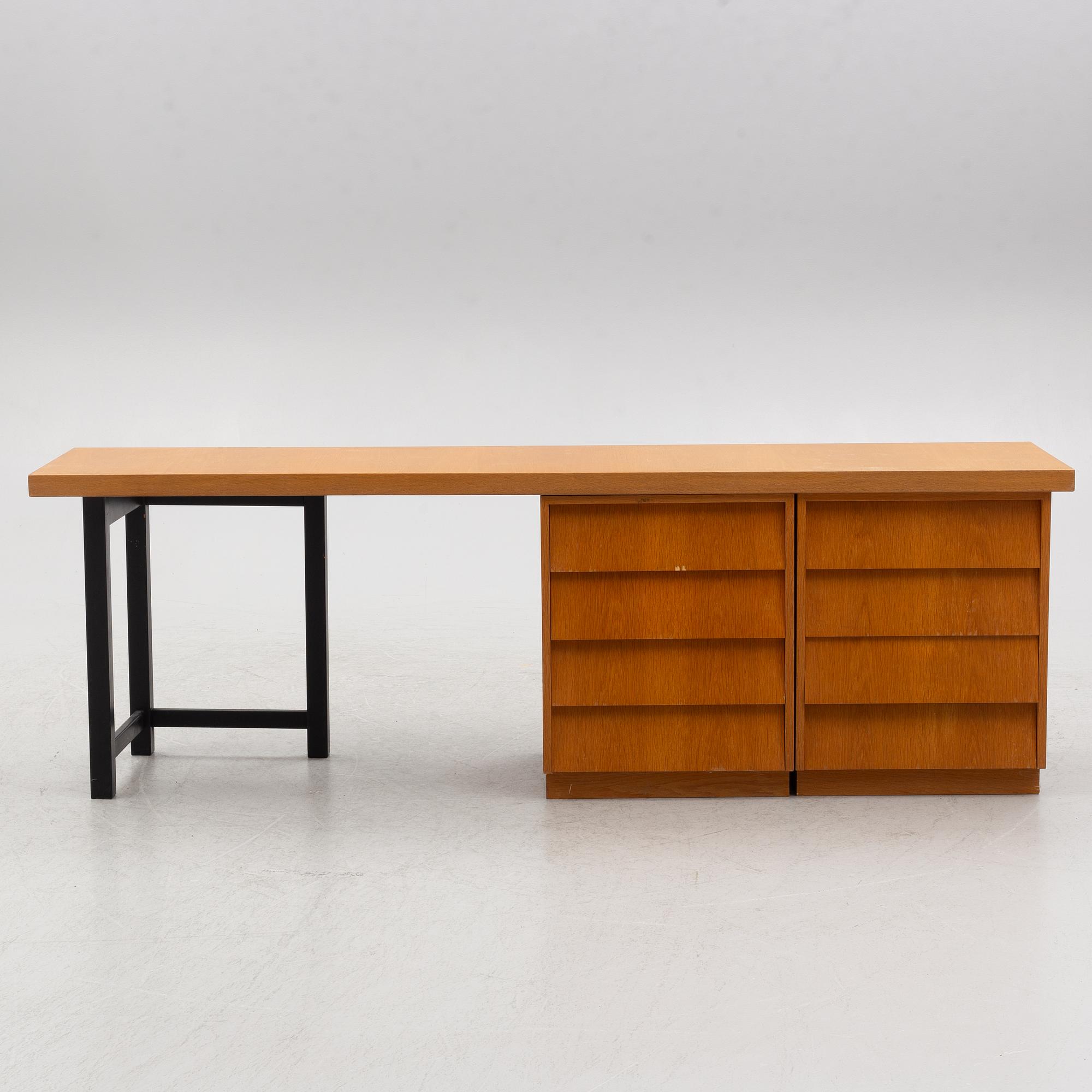 Carl Gustaf Hiort af Ornäs, desk with two drawers, HMN Huonekalu Mikko Nupponen, 1960s.