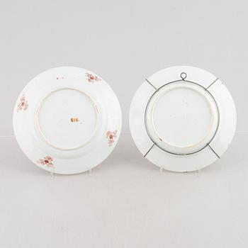 Two Chinese famille rose porcelain plates, Qing dynasty, early 18th century, partly Yongzheng (1723-35).