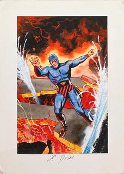 ROLF GOHS, blandteknik på papper. Kartong bär signatur.