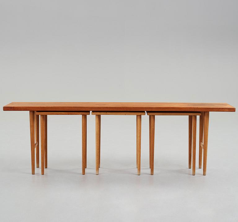 Kurt Østervig, a teak set of four nesting tables, Jason Møbler, Denmark 1950's.