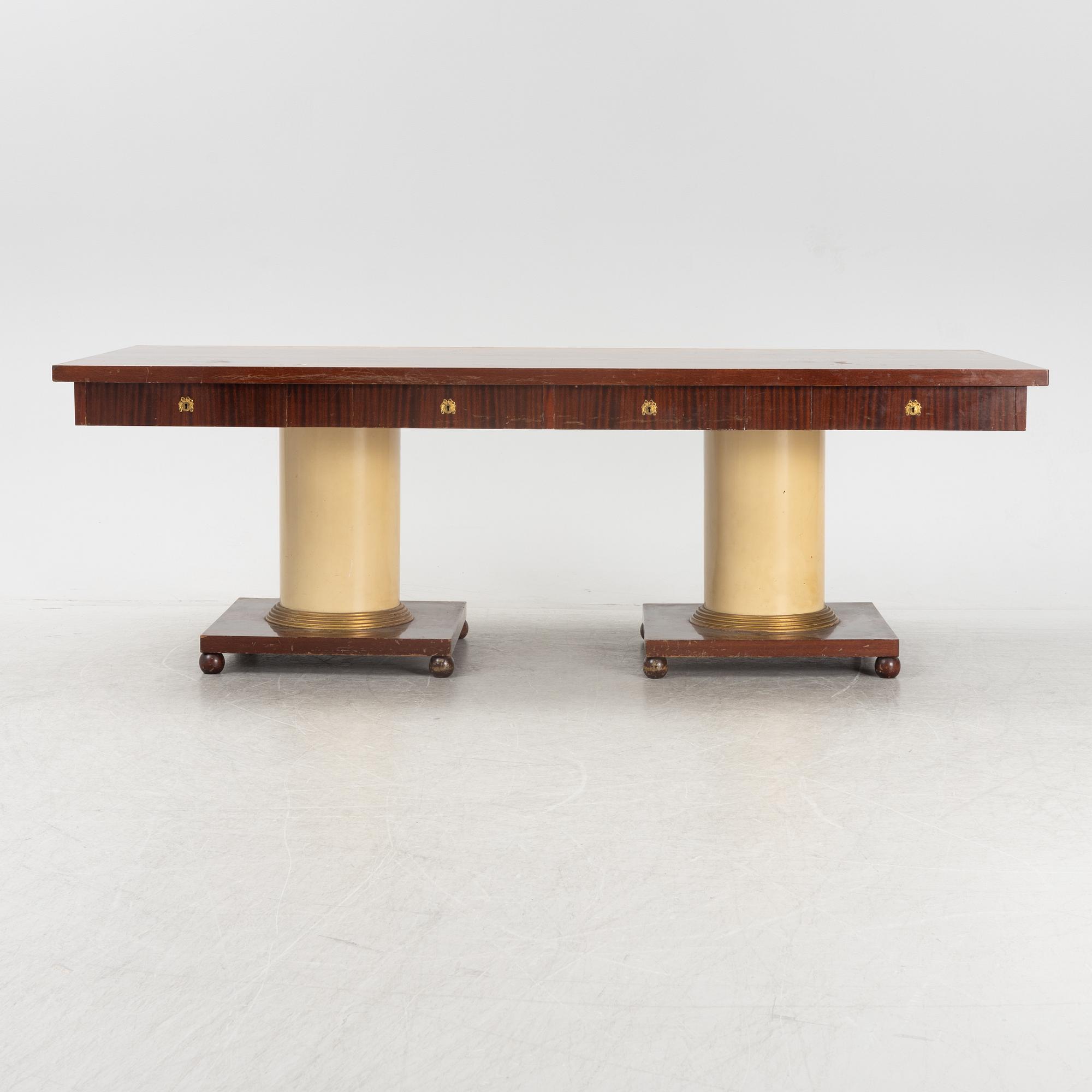 An Empire style library table, first half of the 20th century.