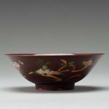 An aubergine coloured brinial bowl, Qing dynasty, Kangxi (1662-1722).