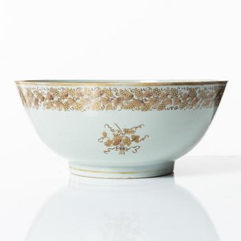 A Chinese sepia and gold porcelain bowl, Qing dynasty, 18th century.