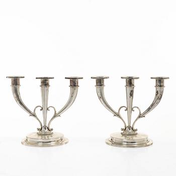 Candelabra, a pair, silver, A Frisch, Norway, first half of the 20th century.