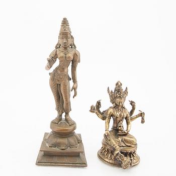 A set of two Indian/Tibet bronze figurines 20th century.