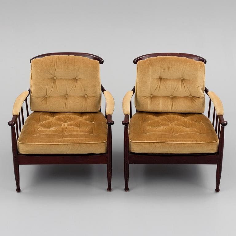 A pair of 'Skrindan' easy chairs by kerstin Hörlin-Holmquist for ope, second half of the 20th century.
