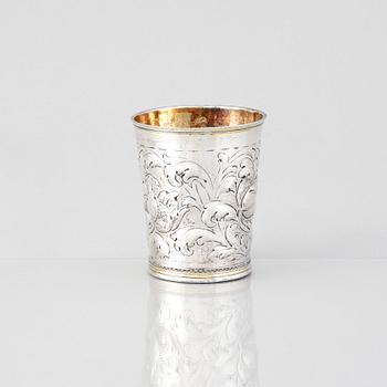 A Swedish baroque parcel gilt silver beaker, mark of Joran Hieronymi Bernegau, Norrköping (1648-1679).