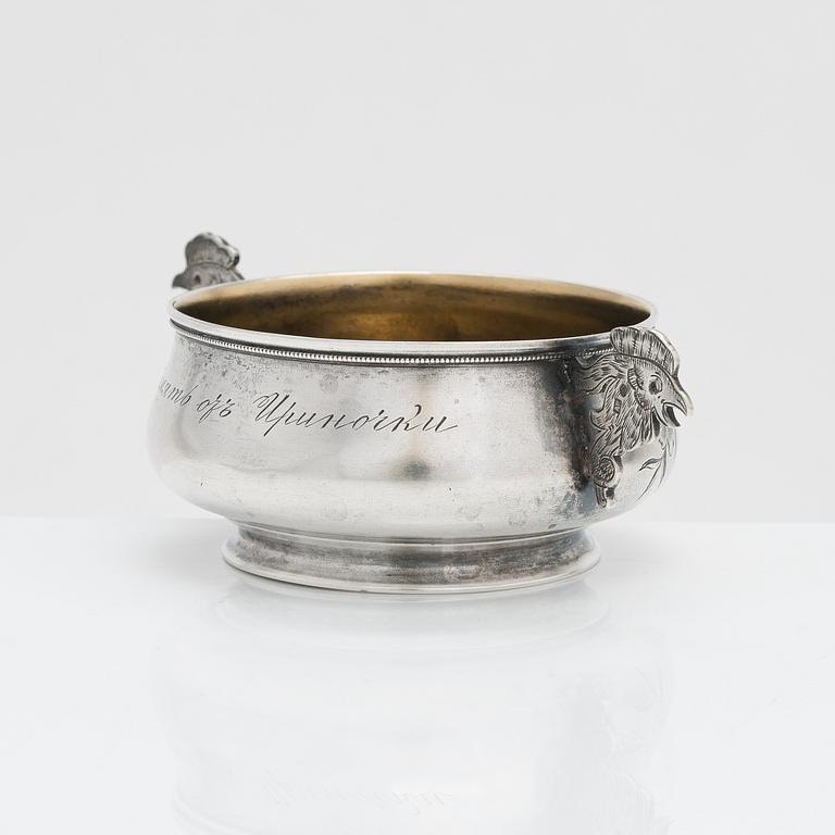 A parcel-gilt silver bowl, Moskva 1898-1914.