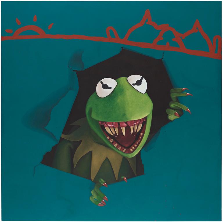 Bjarne Melgaard, "Untitled (Kermit as Tyrannosaurus Rex, Jurassic Park)".