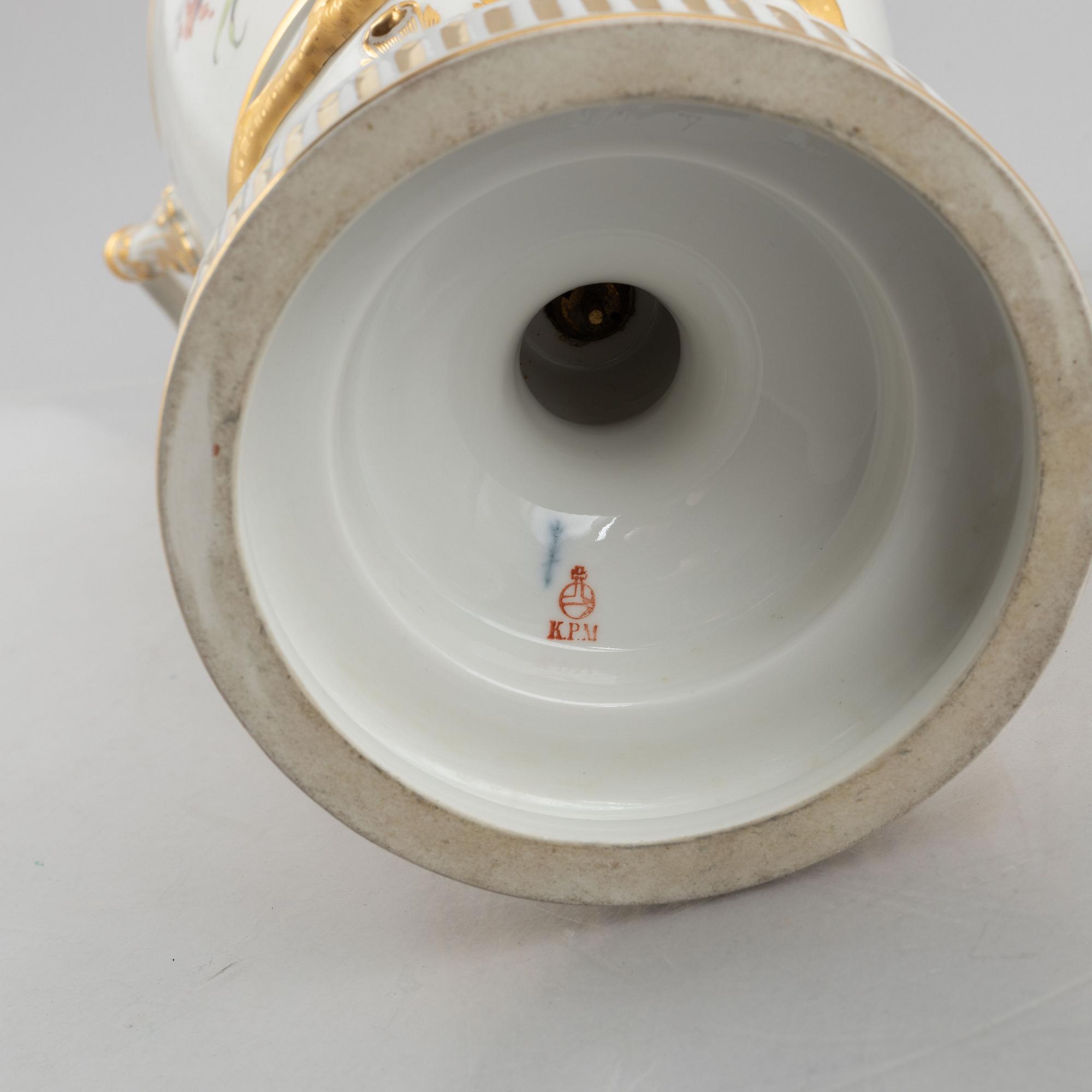A porcelian urn with cover, KPM (Königliche Porzellan-Manufaktur Berlin), Germany, late 19th Century.
