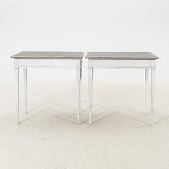A pair of painted Gustavian style tables first half of the 20th century.