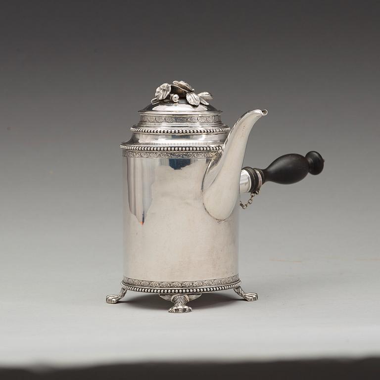 A Swedish 18th century silver coffee-pot, marks of Petter Eneroth, Stockholm 1792.