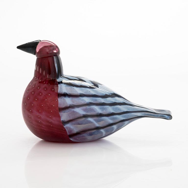 Oiva Toikka, A glass bird 'Common redpoll' signed O. Toikka Nuutajärvi Finn Fest 2008.