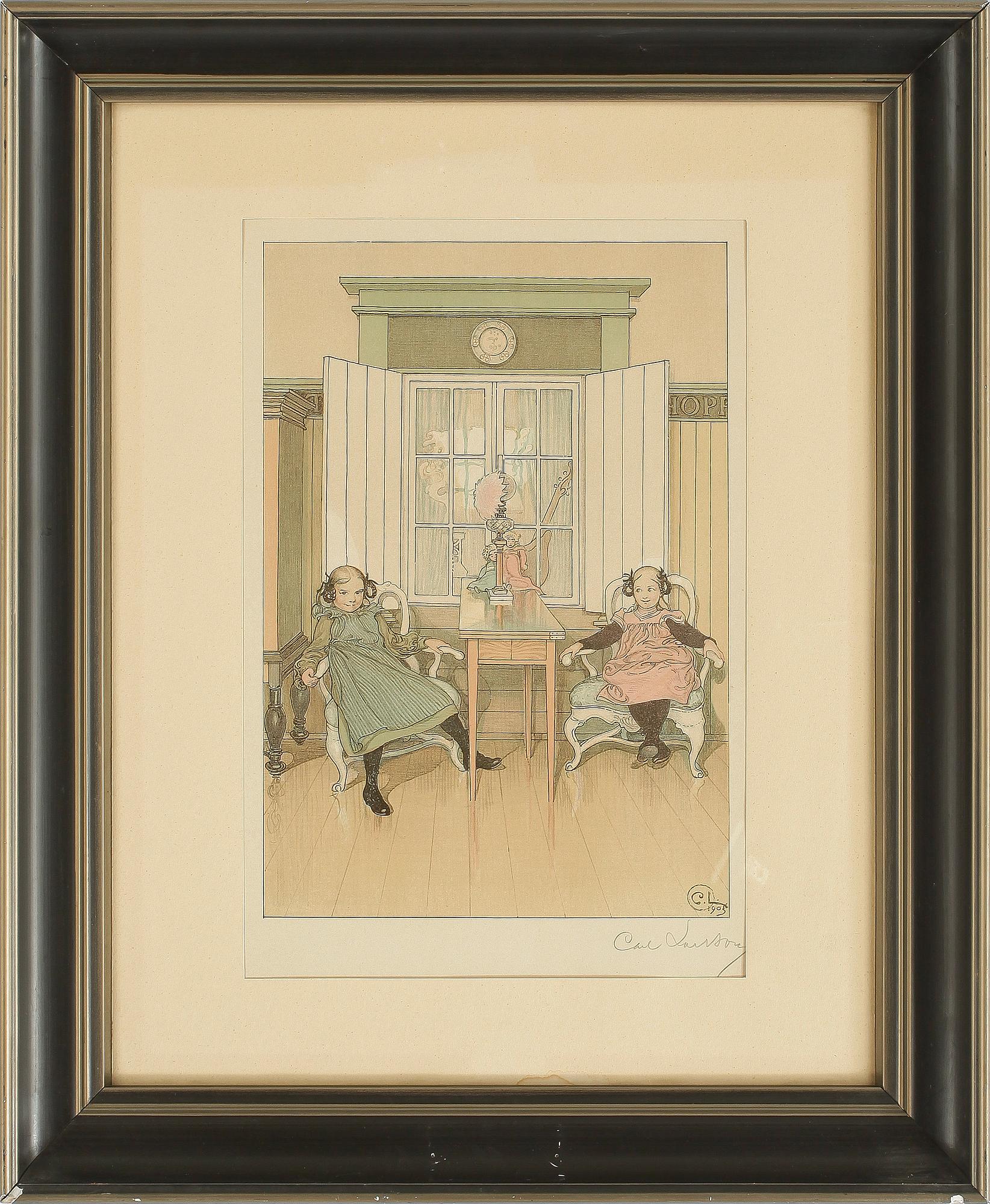 CARL LARSSON, färglitografi, signerad.