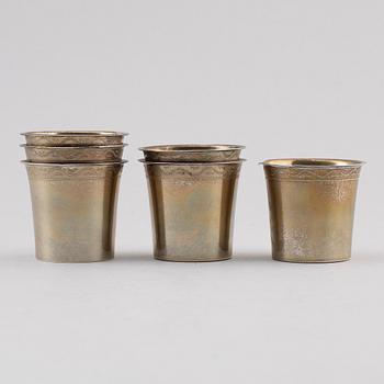 BÄGARE, 6 st, silver, K Anderson, Stockholm 1952. Vikt ca 165 gram.