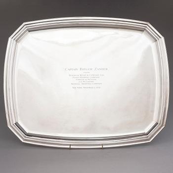 TIFFANY & CO, A 1930s sterling silver tray. French export mark.