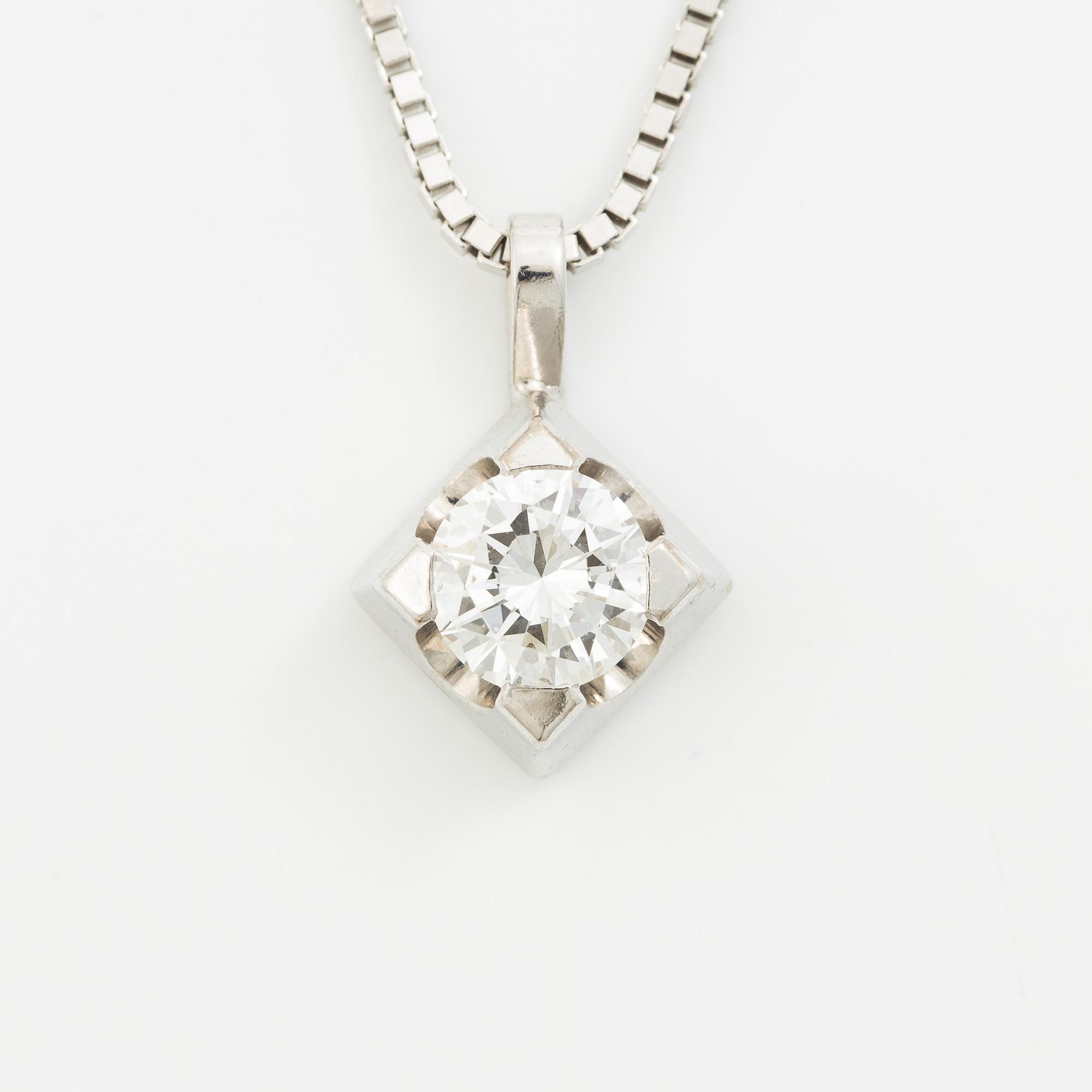 Collier 18K vitguld med rund briljantslipad diamant 0.75 ct.