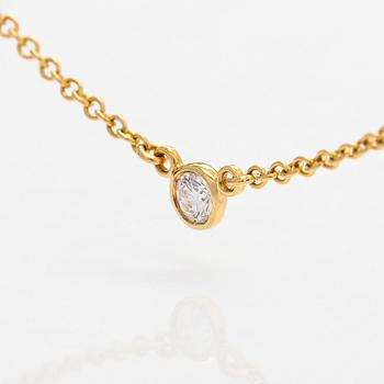 Tiffany & Co, Elsa Peretti, halsband, "Diamonds by the Yard", 18K guld med en briljantslipad diamant.