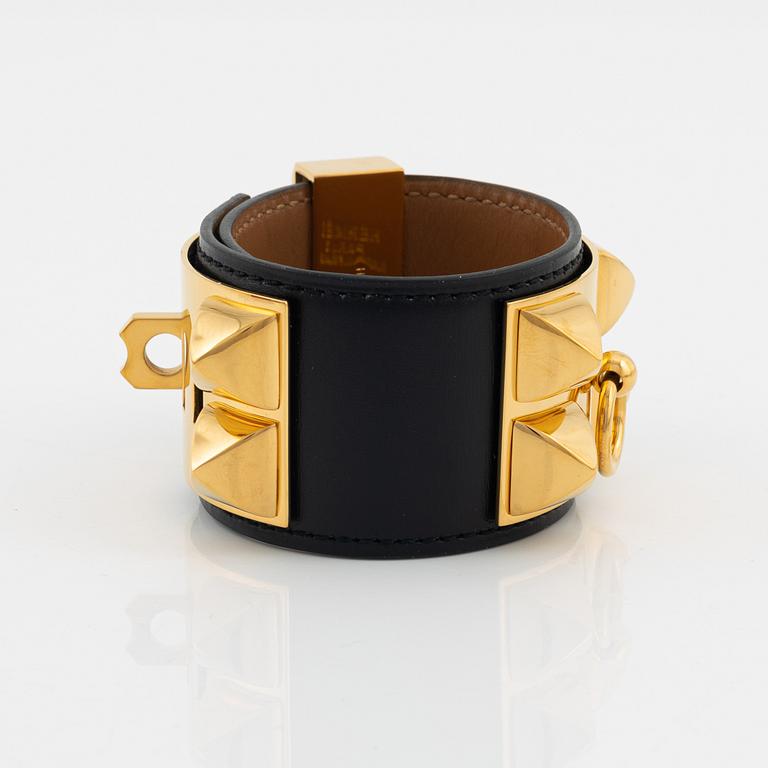 Hermès, a black Box calf skin 'Collier de Chien' bracelet, 1995.