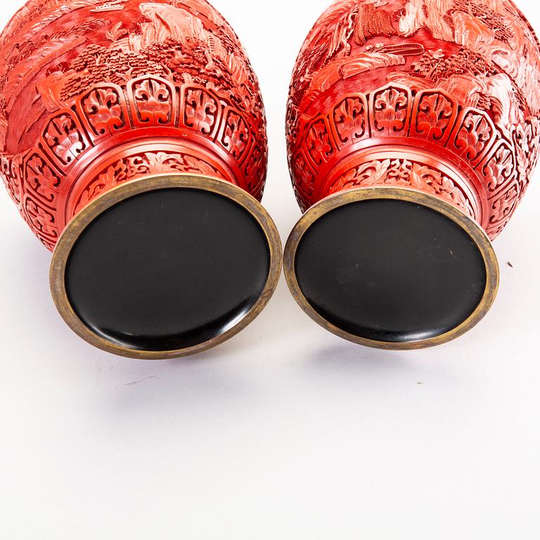 A pair of Chinese composite vases  1960/70s.