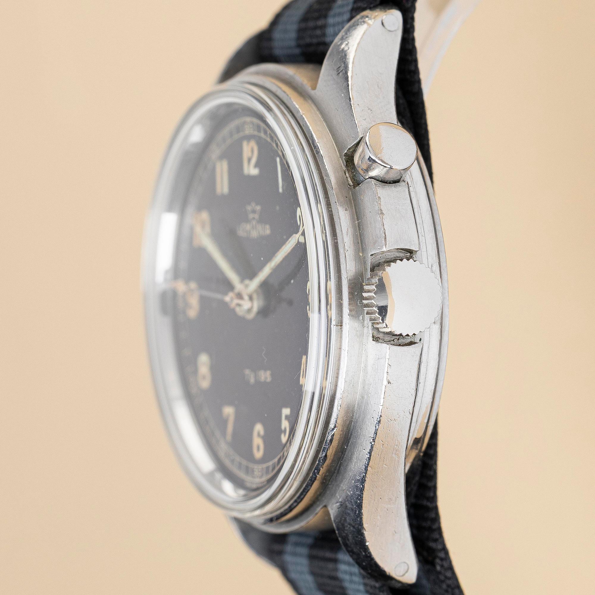 Lemania, Tg 195, "Tropical Dial", "Tre Kronor/Three crowns", ca 1954.