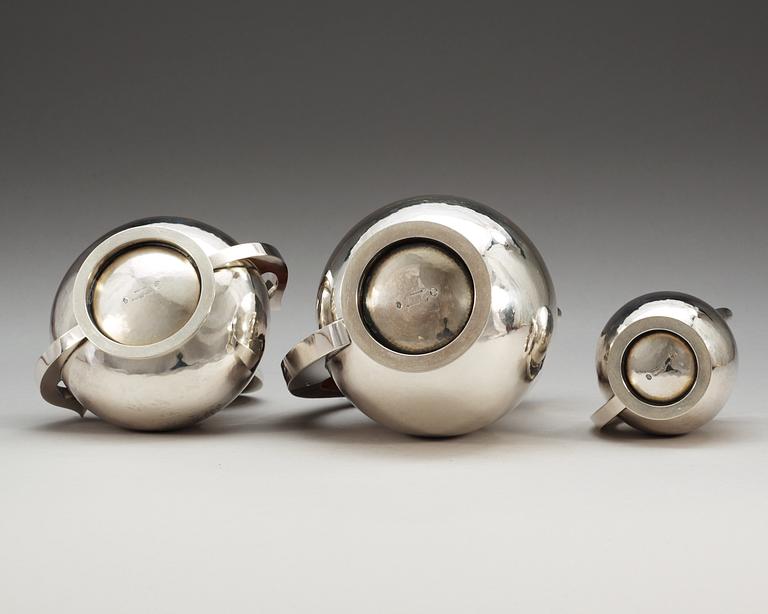 A Hans Hansen 3 pcs sterling coffee service with tray,