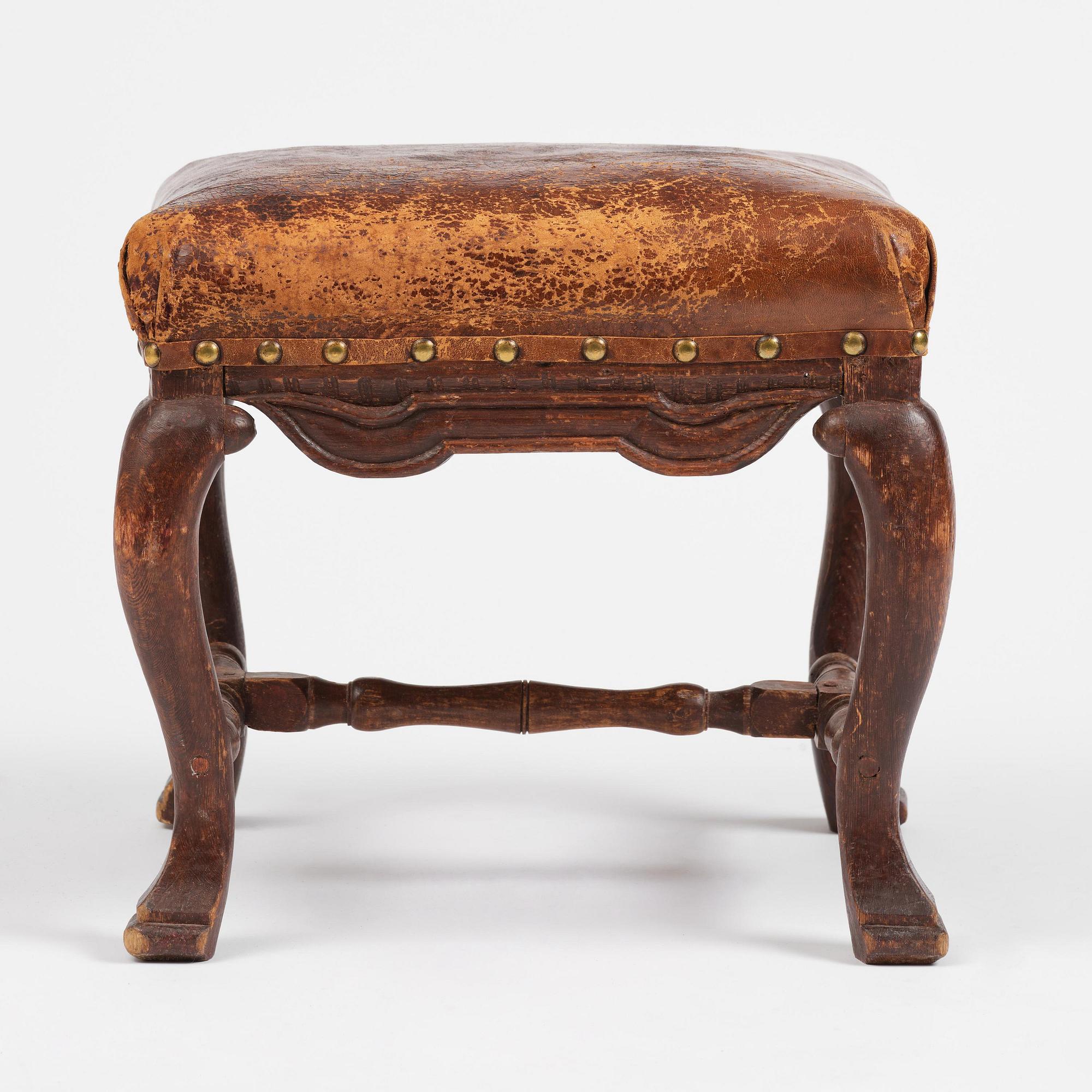 A Swedish late baroque stool, mid 18th century.