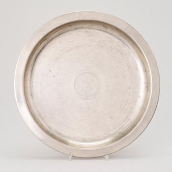 BERTEL GARDBERG, A pewter plate. Stamped H oy GARDBERG BRITANNIA Sn 910.