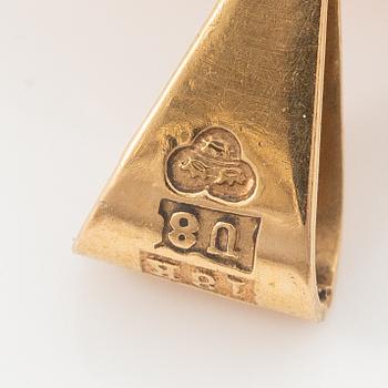 Brooch/pendant, 18K gold with shell cameo.