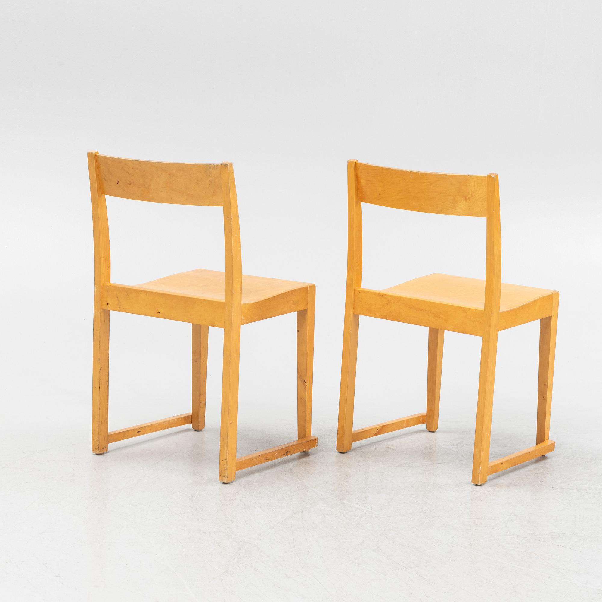 Sven Markelius, a set of six birch 'Orkesterstolen' chairs, mid 20th Century.
