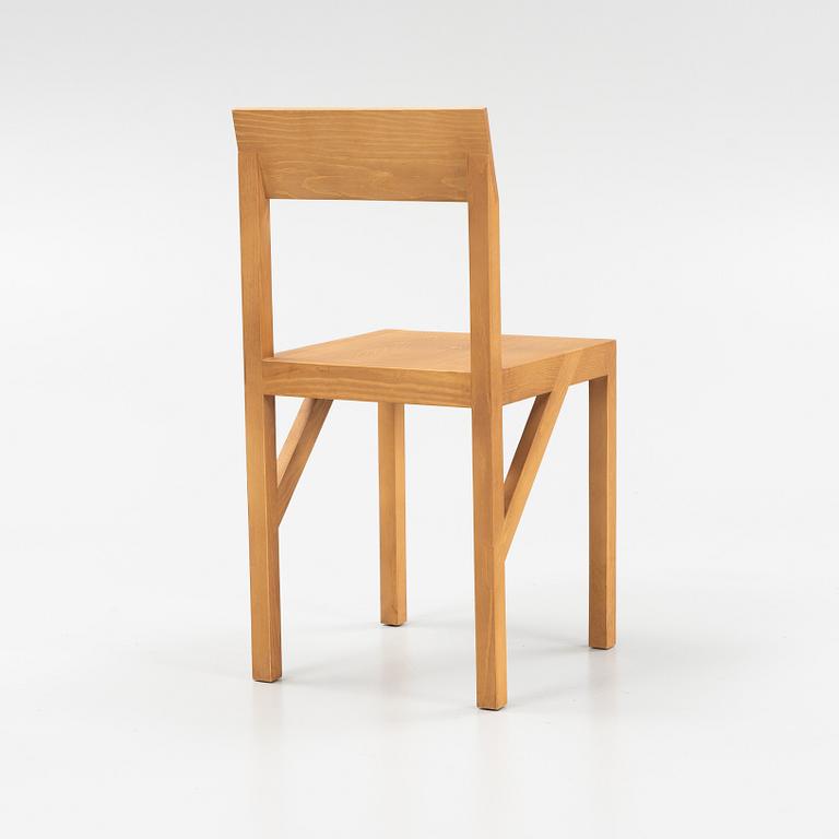 A signed stained pine 'Bracket Chair' by Frederik Gustav for Frama, Copenhagen 2023.