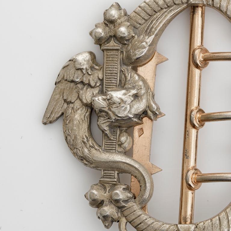 Buckle, silver, motif with dragon, around the turn of the century 1900.