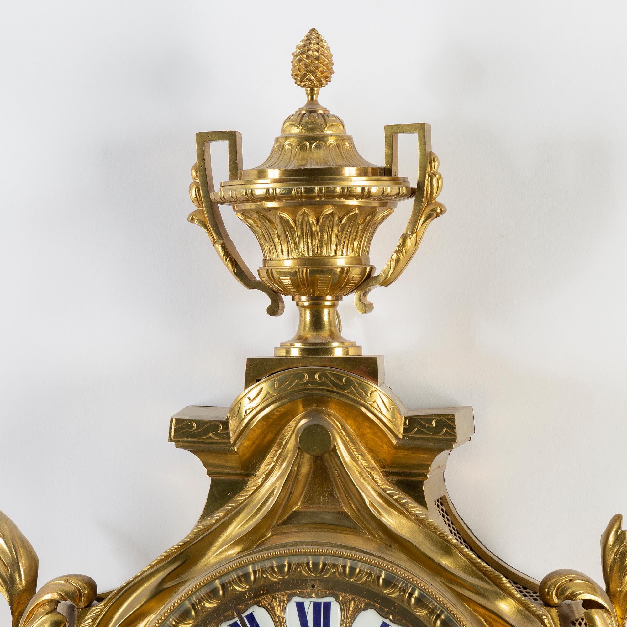 A French bronze wall clock, second half of the 19th century.