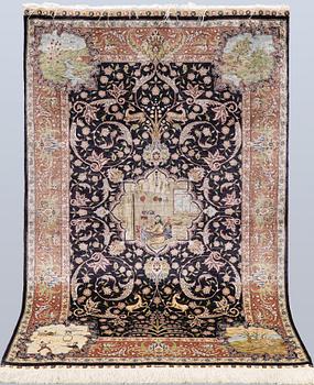 Oriental silk carpet, 122 x 78 cm.
