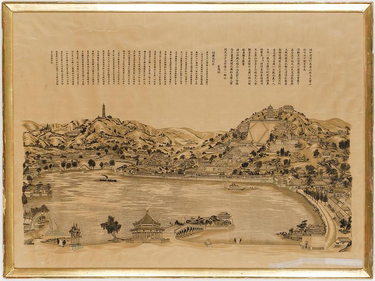 LITOGRAFI, Sommarpalatset i Beijing (Yiheyuan), ca 1900.