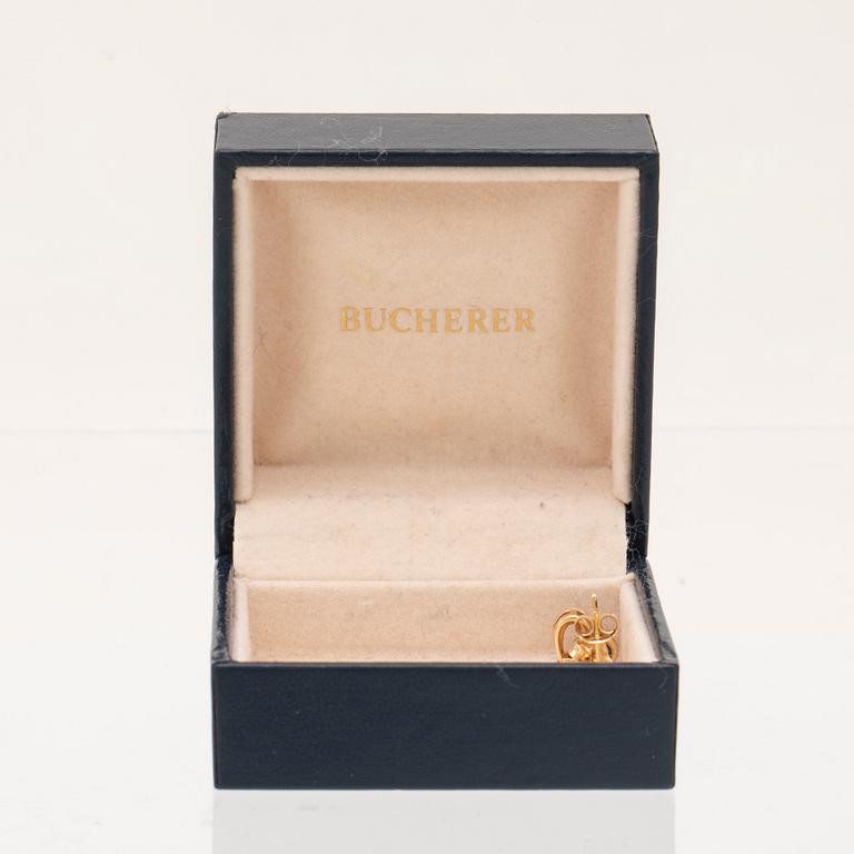 Bucherer örhängen 18K vitt och rött guld med runda briljantslipade diamanter samt blåa stenar.